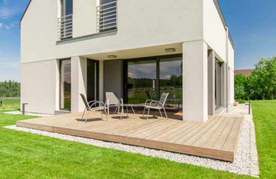 Wooden patio design- small terrace idea for modern house
